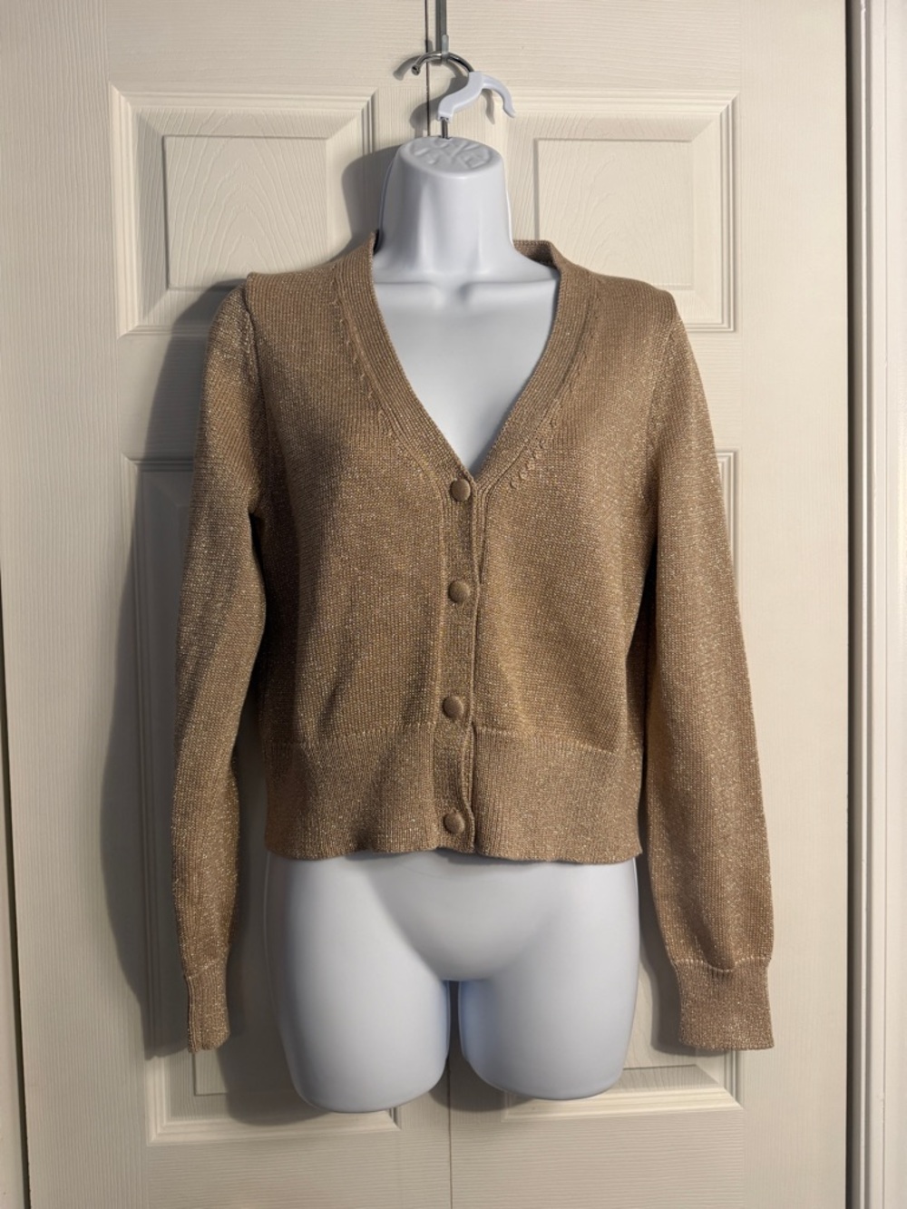 Tuckernuck gold cropped button cardigan size medium
